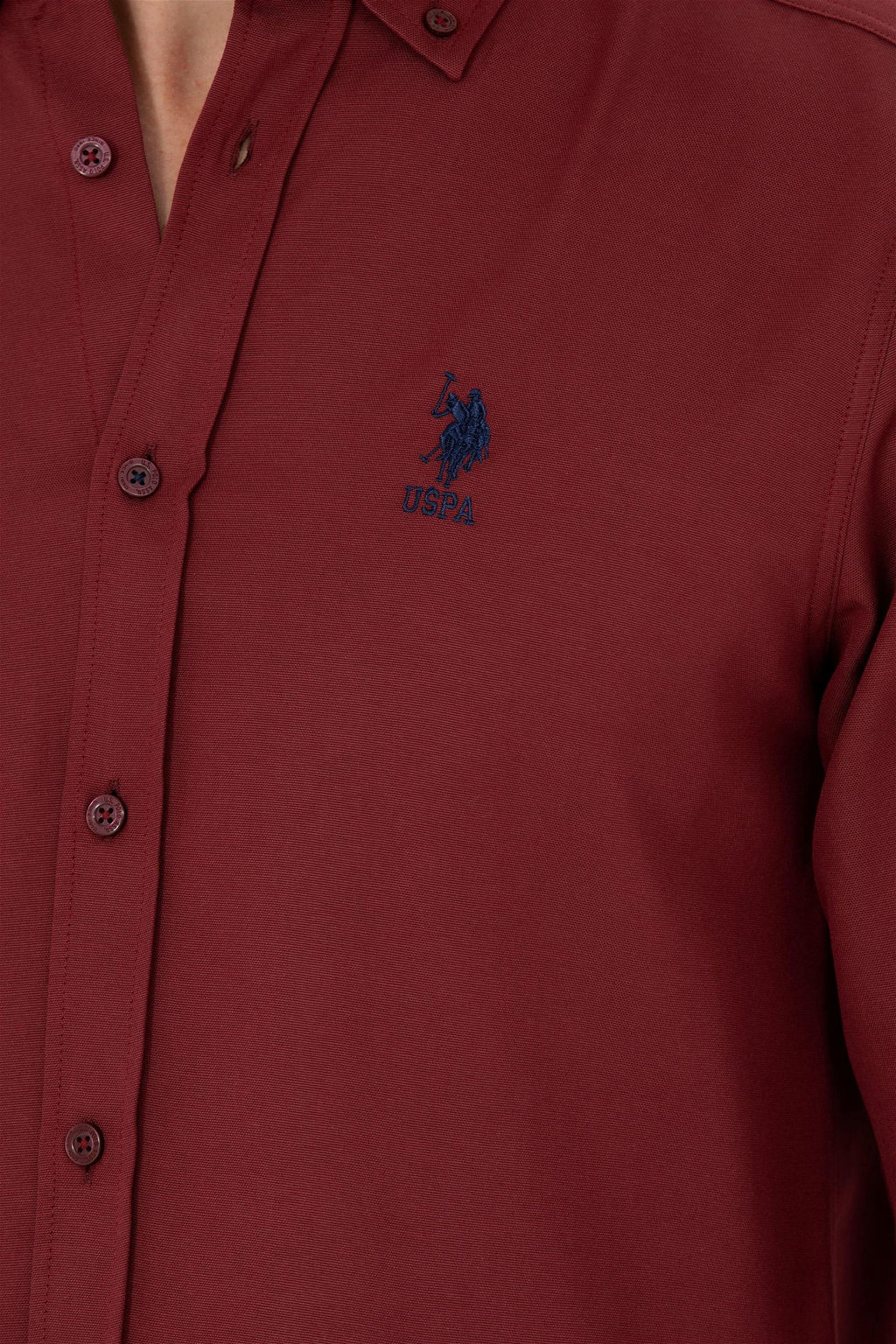 Мужская базовая рубашка бордового цвета с длинным рукавом Неожиданная скидка в корзине - U.s. polo assn фото 7