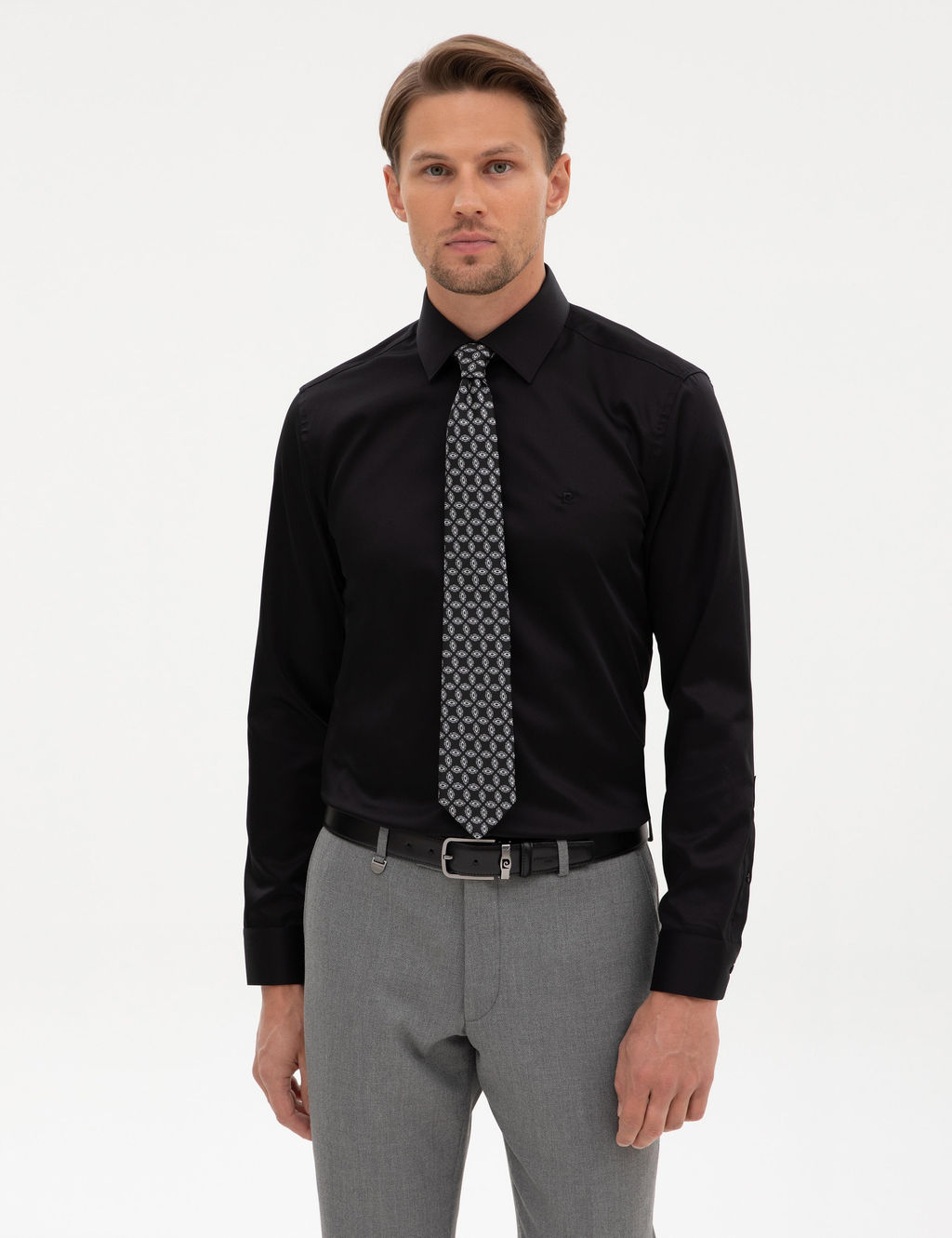 Siyah Slim Fit Uzun Kollu Basic G_mlek