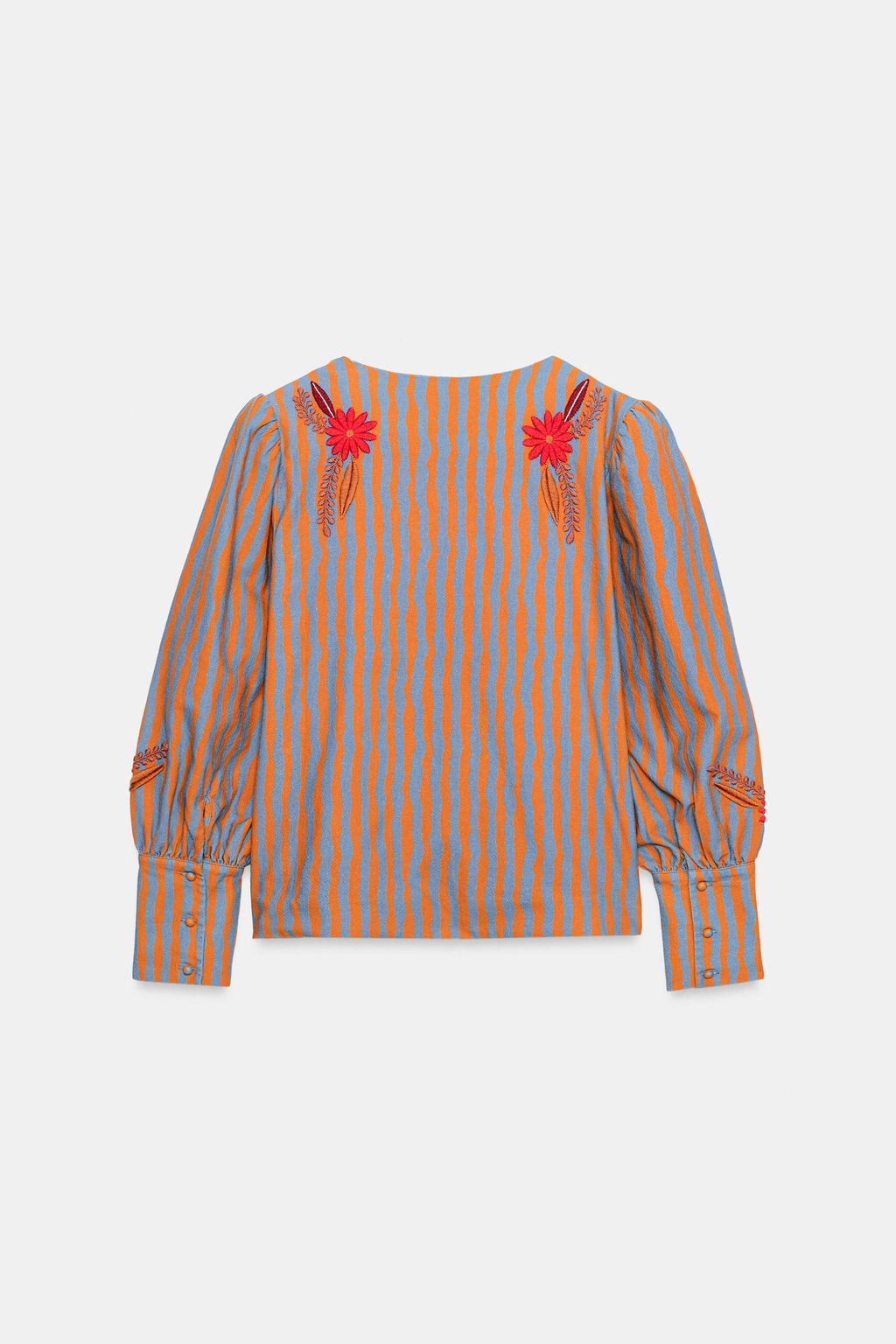 CHAQUETA RAYAS BORDADOS FLORES / Naranja - Zara фото 6