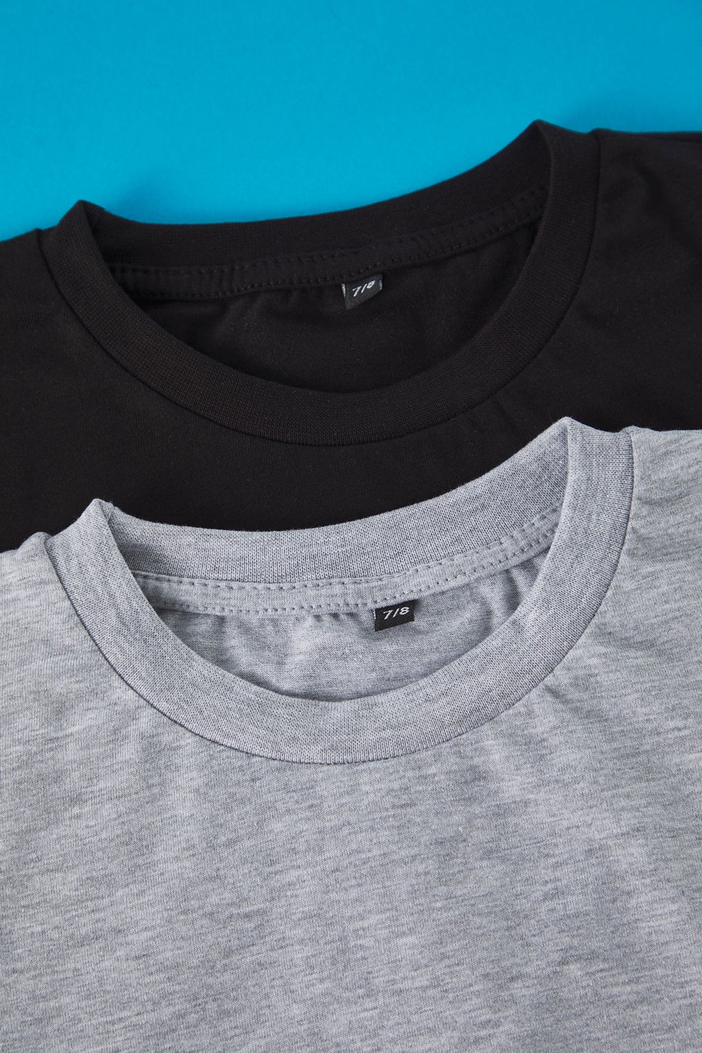 Siyah-Gri 2li Erkek Cocuk Pamuklu Basic Oversize/Genis Kal?p Orme T-Shirt TKDSS25TS00052 - Trendyolmilla фото 2