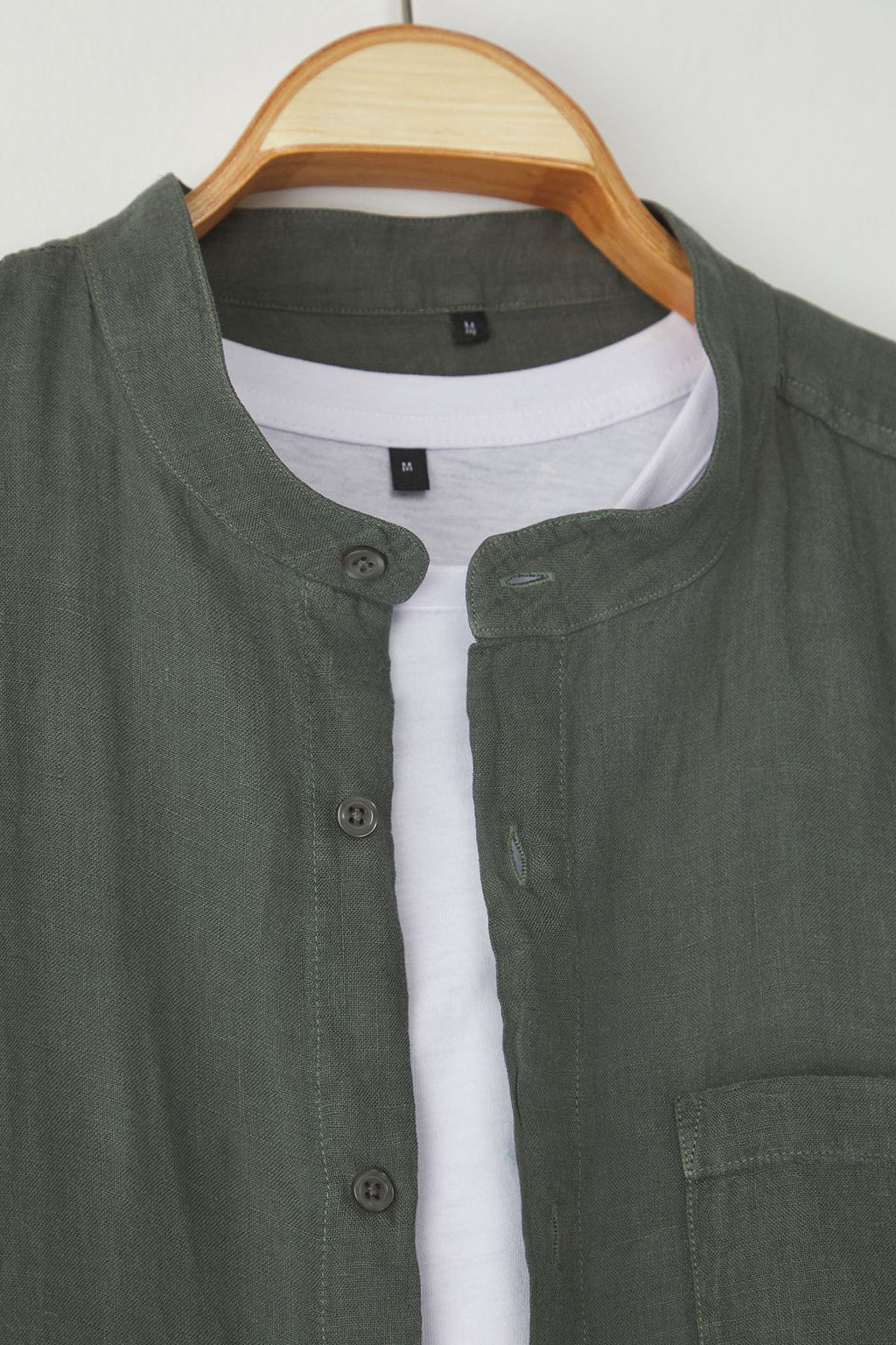 Trendyolmilla Man Haki Limited Edition %100 Keten Oversize Fit Gomlek TMNSS25GO00058  фото 7