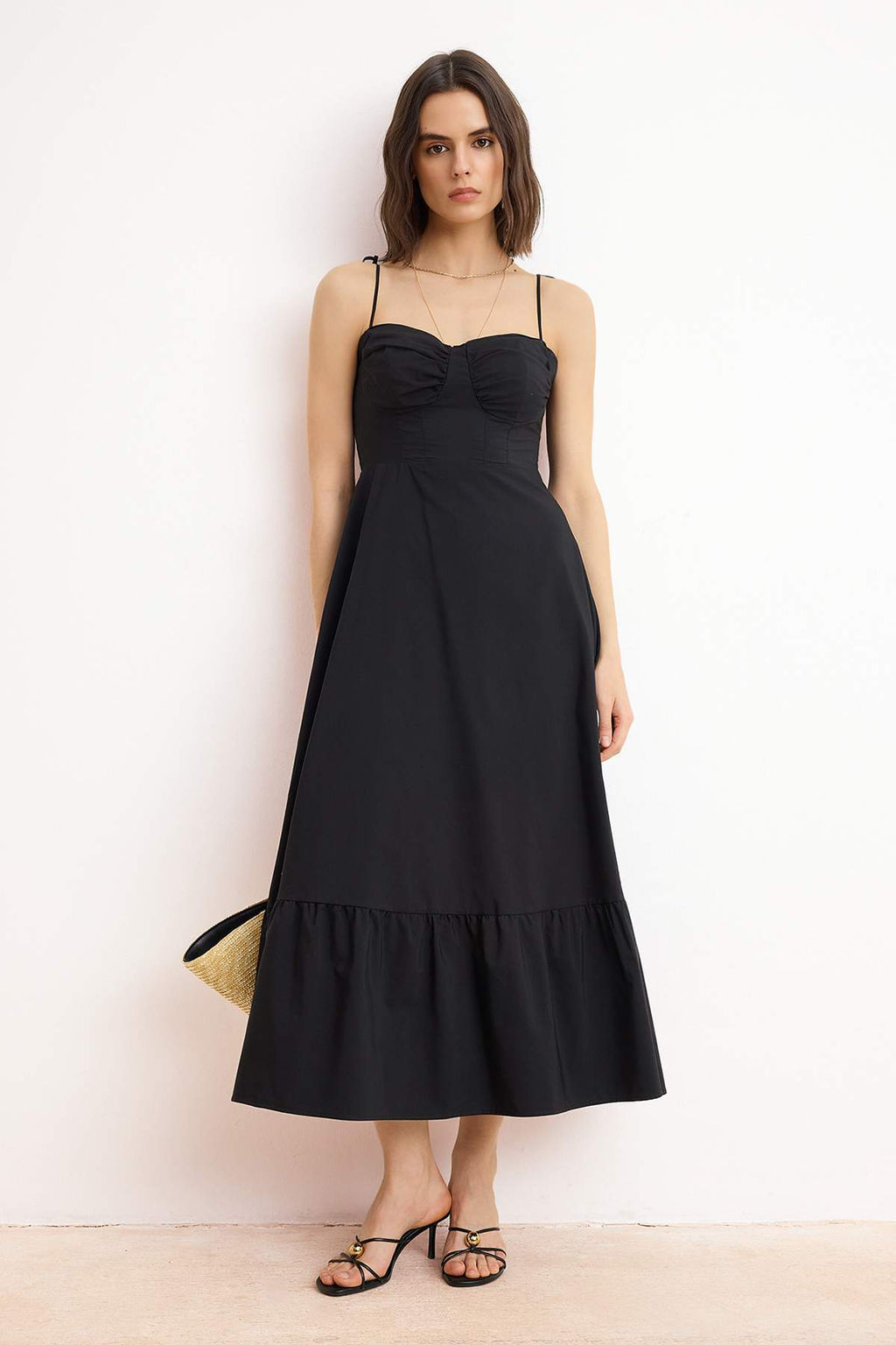 TRENDYOLMILLA Beyaz Drape Detayl? Dokuma Maxi Elbise TWOSS24EL01128  фото 24