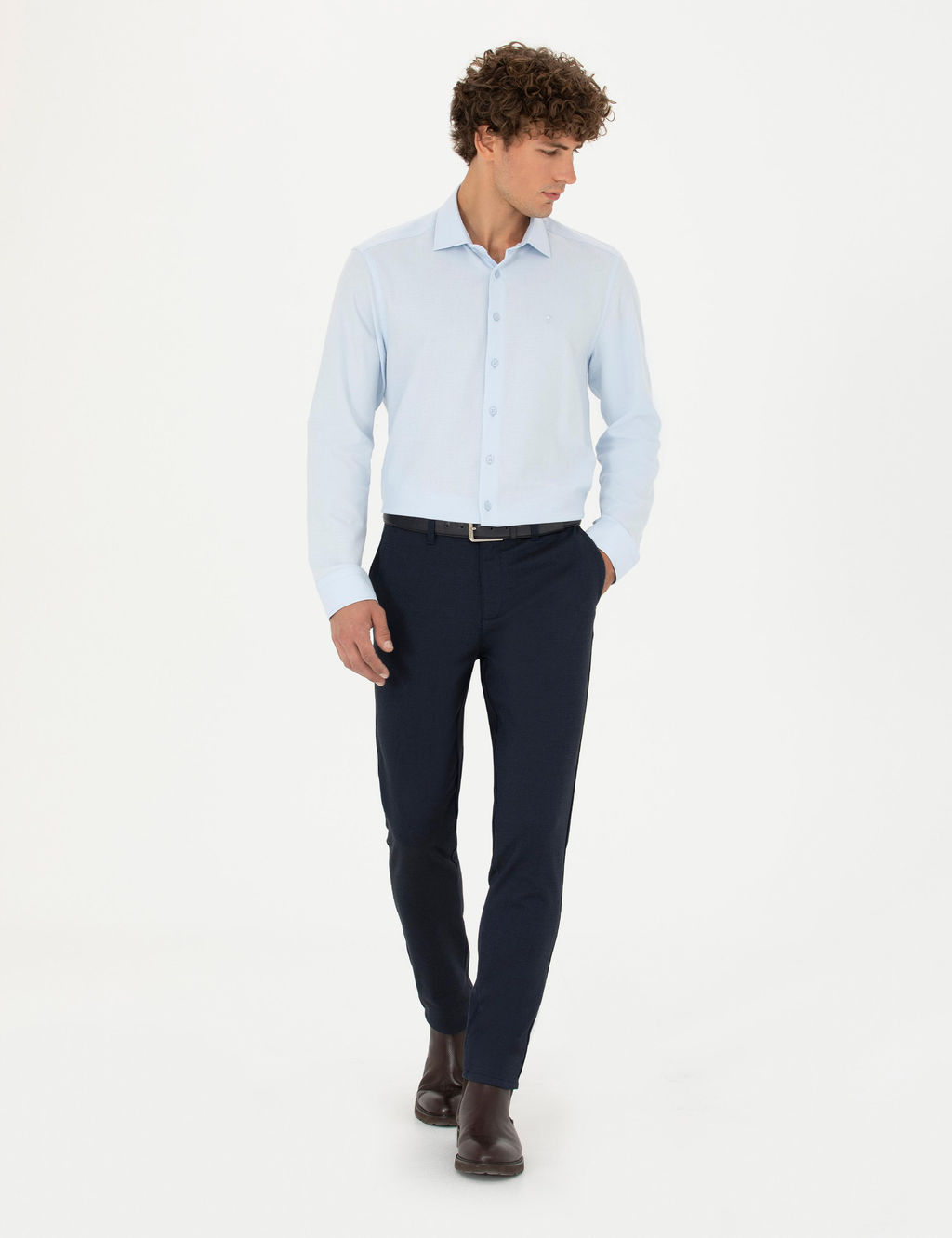 Рубашка Mavi Slim Fit светло-голубая