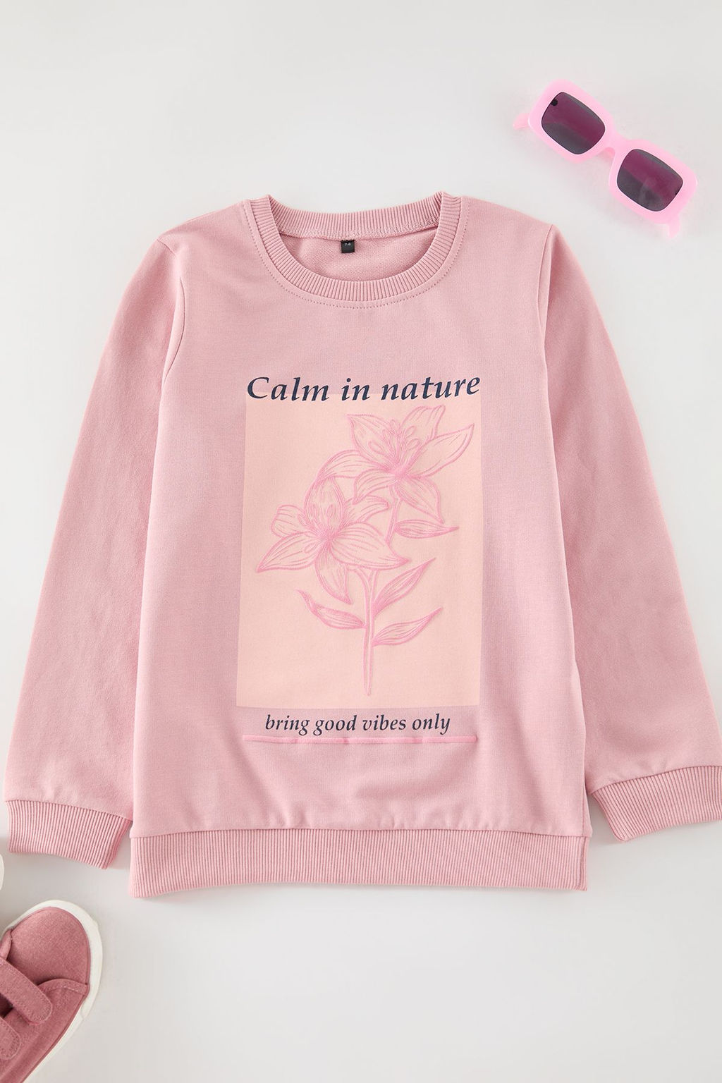 Somon K?z Cocuk Bask?l? Orme Sweatshirt TKDAW25SW00043