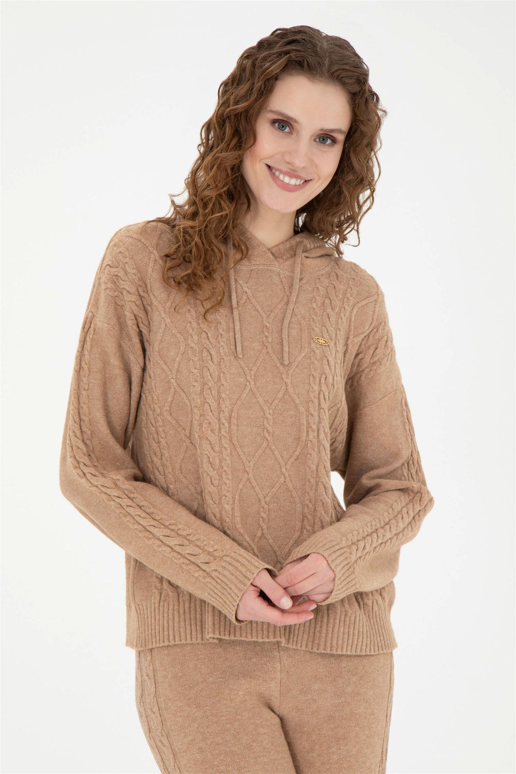 Женский свитер песочного меланжа - U.s. polo assn фото 3