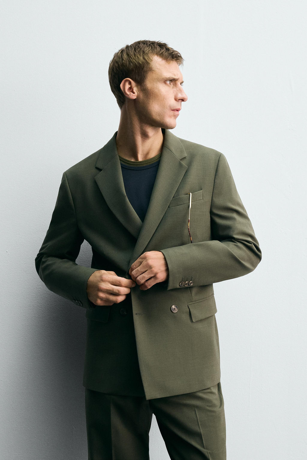 DOUBLE-BREASTED WOOL SUIT BLAZER - Zara фото 2