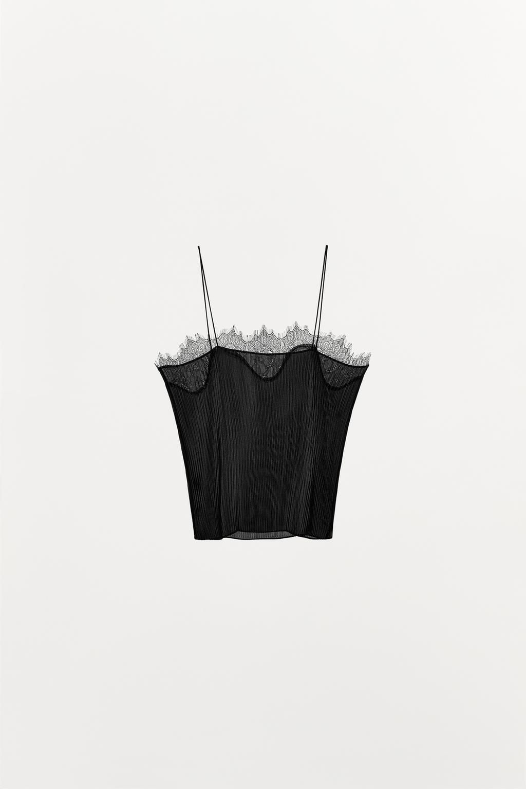 PLEATED TOP WITH LACE HEM - Zara фото 6