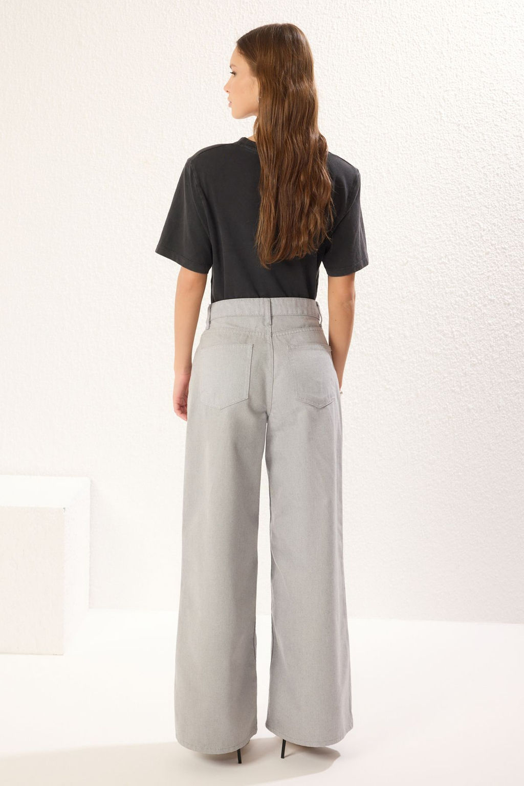 Gri Normal Bel Loose Wide Leg Jeans TWOSS25JE00198 - Trendyolmilla фото 5