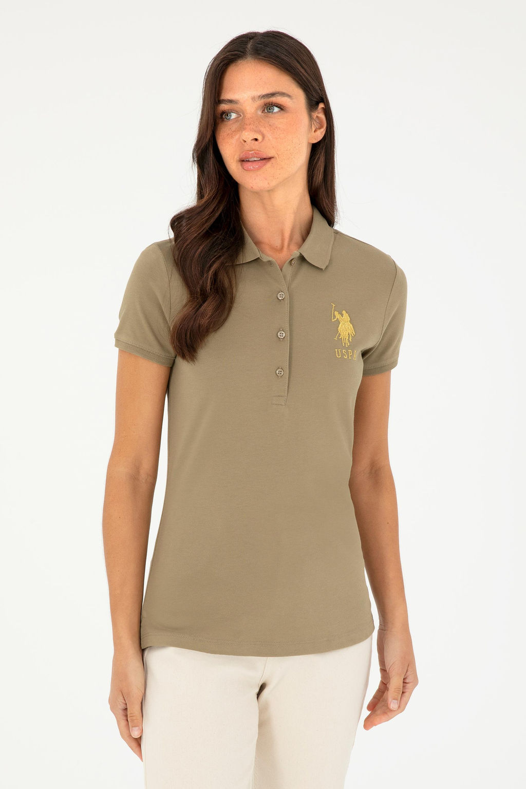 Женская базовая футболка цвета хаки Неожиданная скидка в корзине - U.s. polo assn фото 8