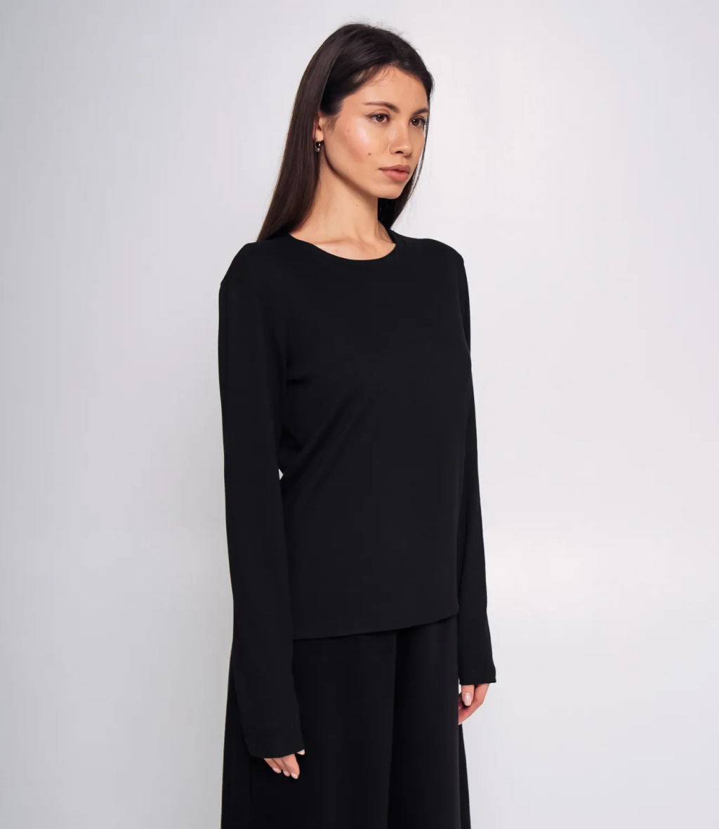 Лонгслив #КТ7281, чёрный