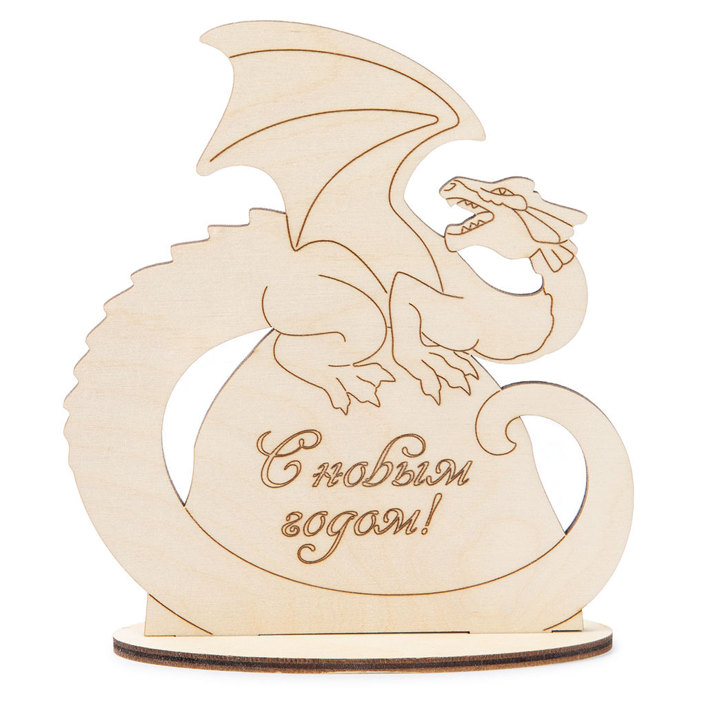 Заготовка для декорирования Mr. Carving ВД-1204 Дракон на подставке фанера 13.5 х 4 х 15 см