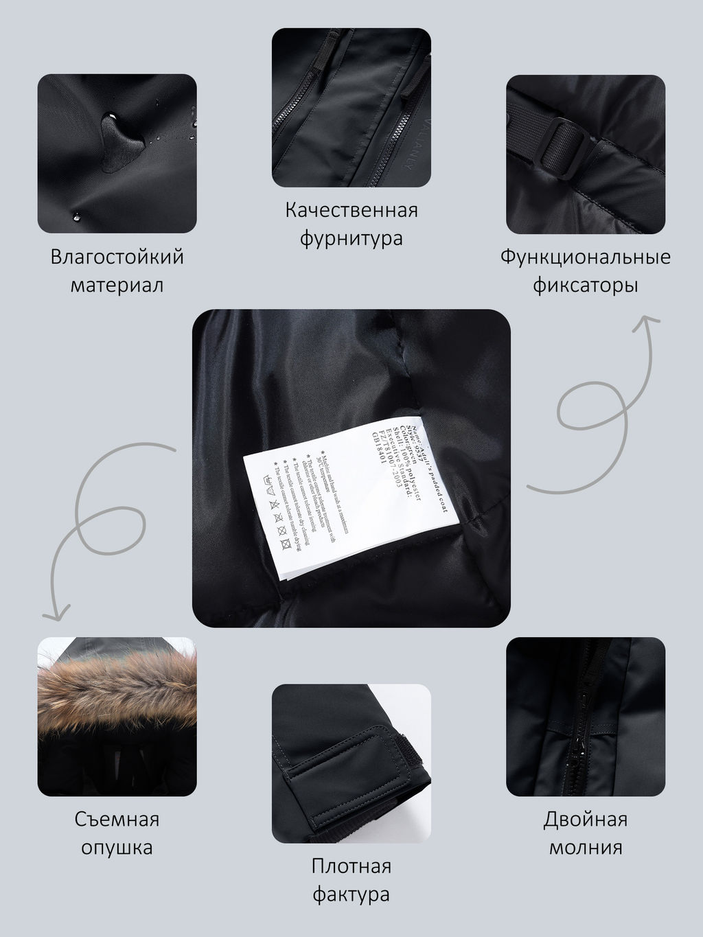 Парка зимняя мужская с капюшоном и мехом енот черного цвета 9537-1Ch - Valianly фото 23