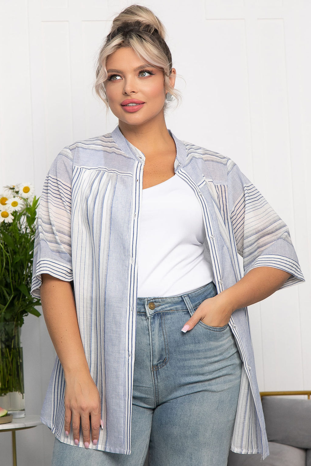 Блуза Июль (голубая) Б13876-24М - Lt collection фото 10