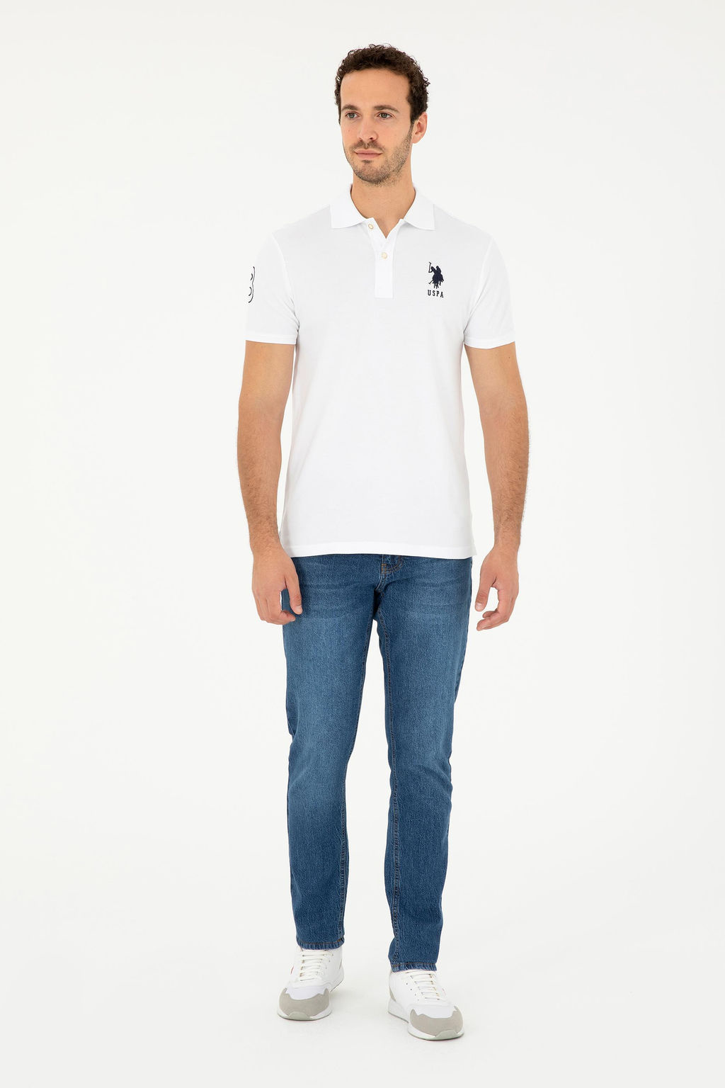 Футболка мужская U.S. Polo Assn базовая белая из хлопка с эластаном  фото 11