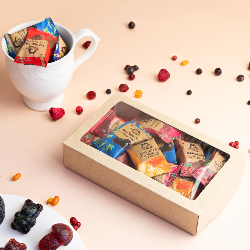 Мармелад ягодный ассорти флоу-пак крафт-коробка 500 г