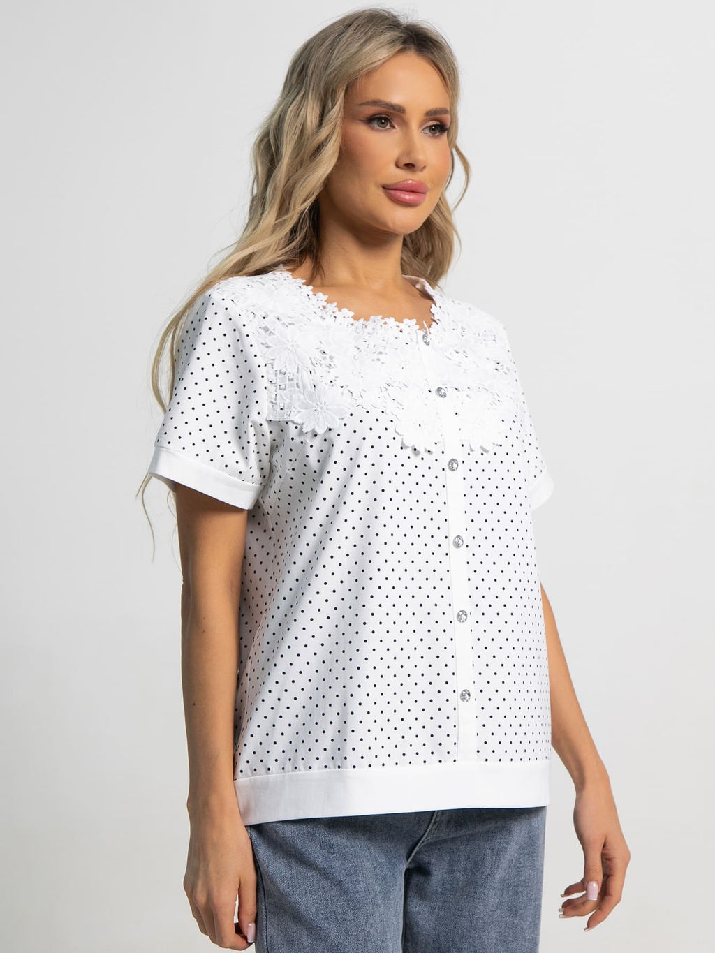 Блуза Вологодские кружева (белая) Б15565-18М - Lt collection фото 7