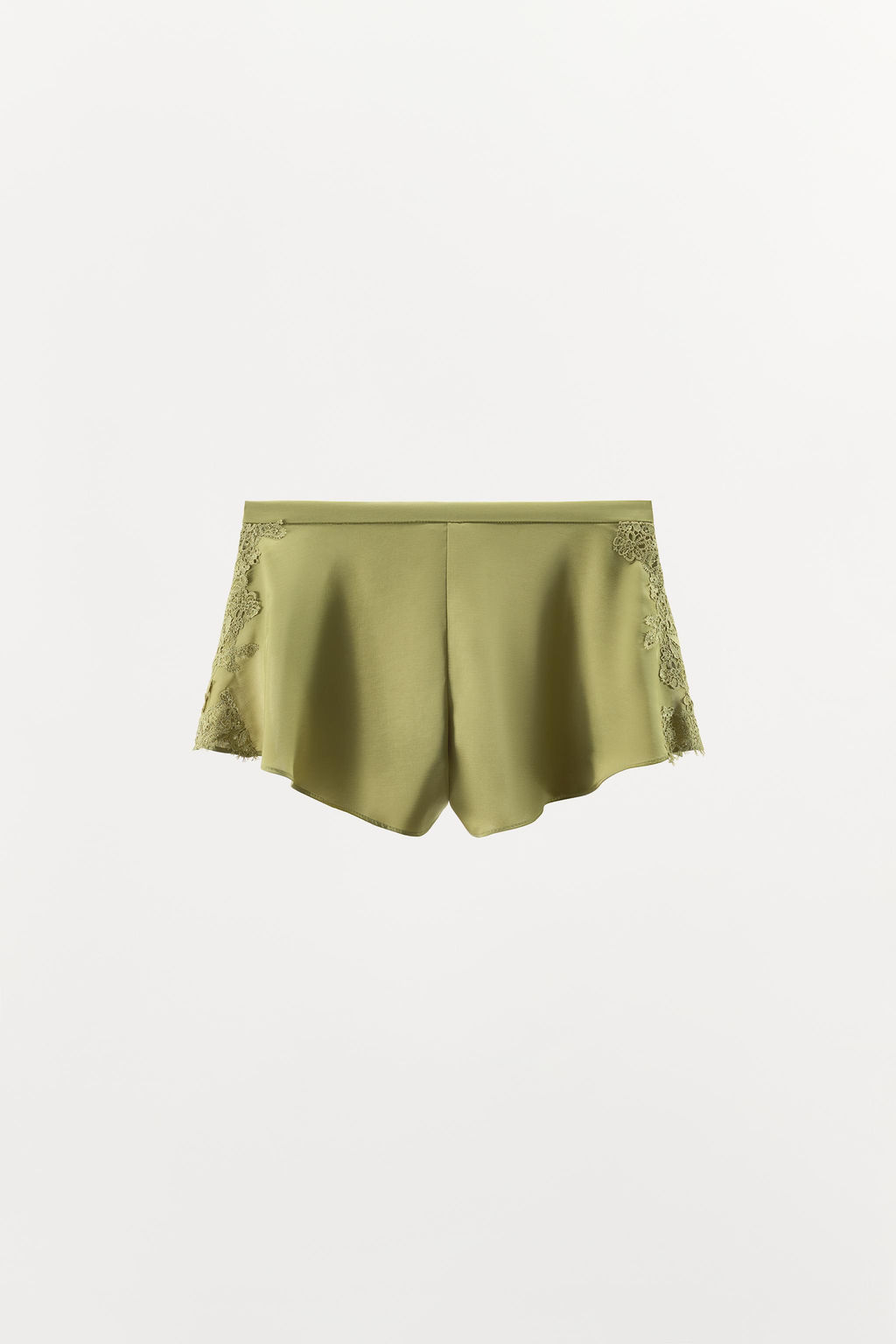 SHORTS SATINADO ENCAJE / Verde - Zara фото 3