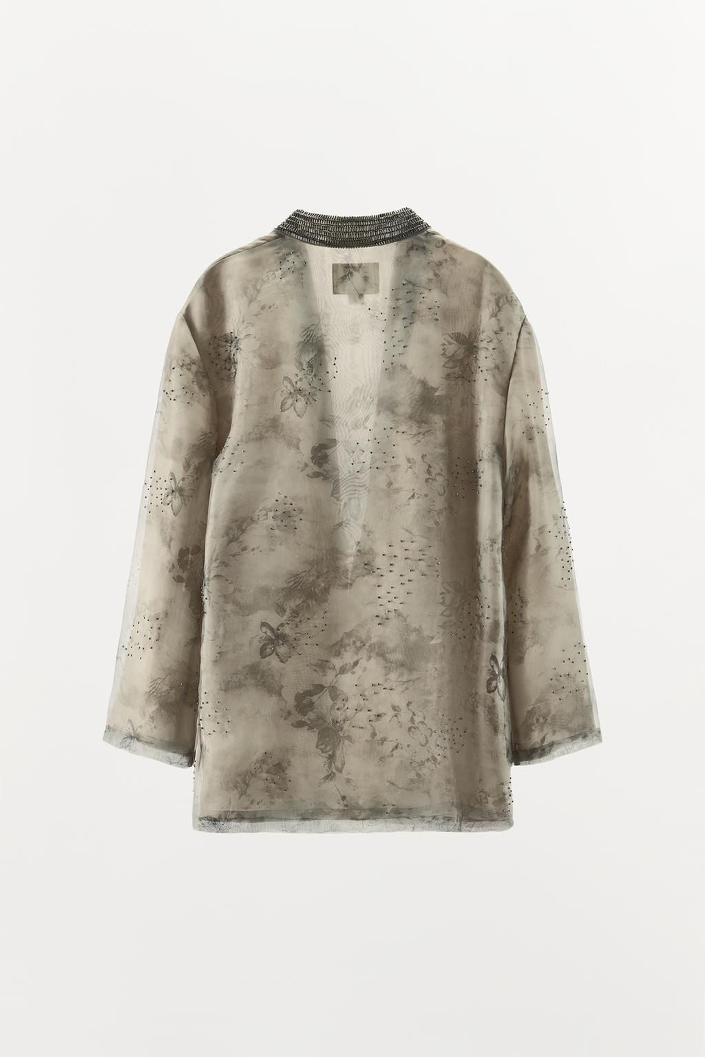 BEADED PRINTED ORGANZA KIMONO - Zara фото 9