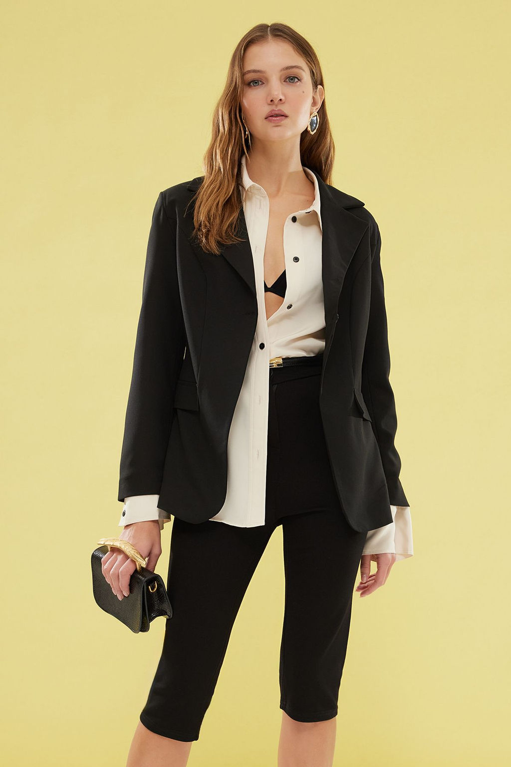 Siyah Vatkal? Fitted Dokuma Blazer Ceket TWOSS25BC00018 - Trendyolmilla фото 2