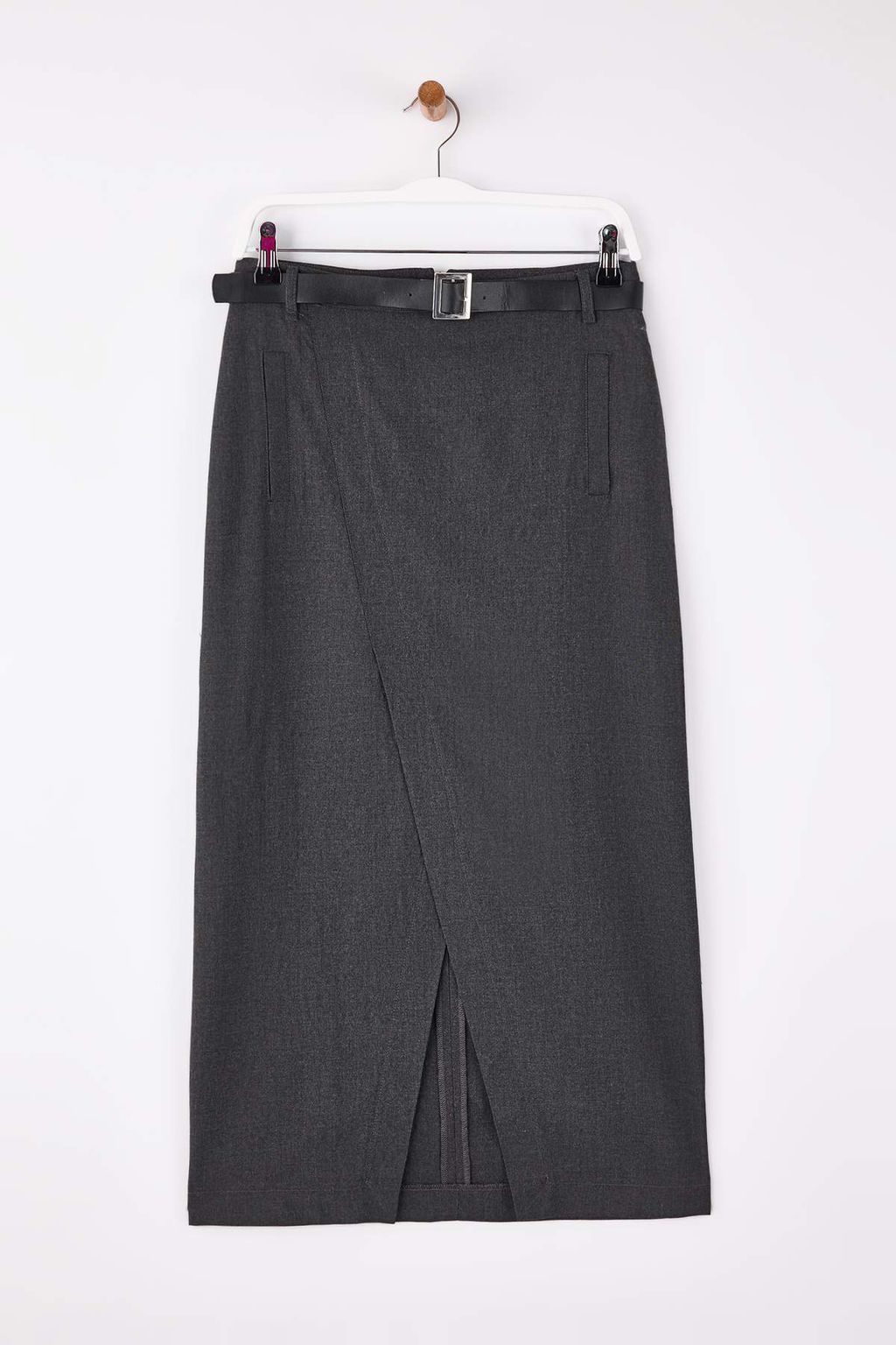TRENDYOLMILLA Antrasit Kruvaze Kapama Maxi Boy Dokuma Etek TWOAW25ET00082  фото 16