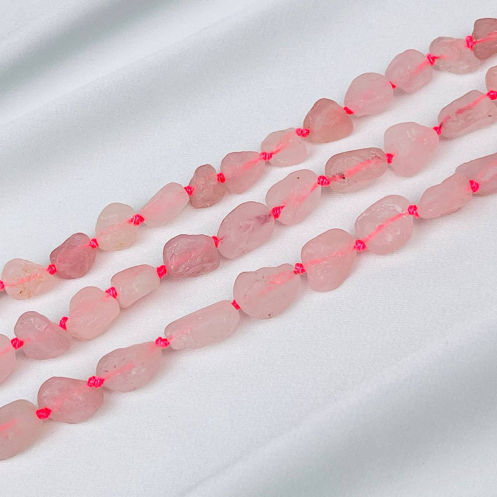 Бусины для украшений из необработанного Розового кварца 40 см