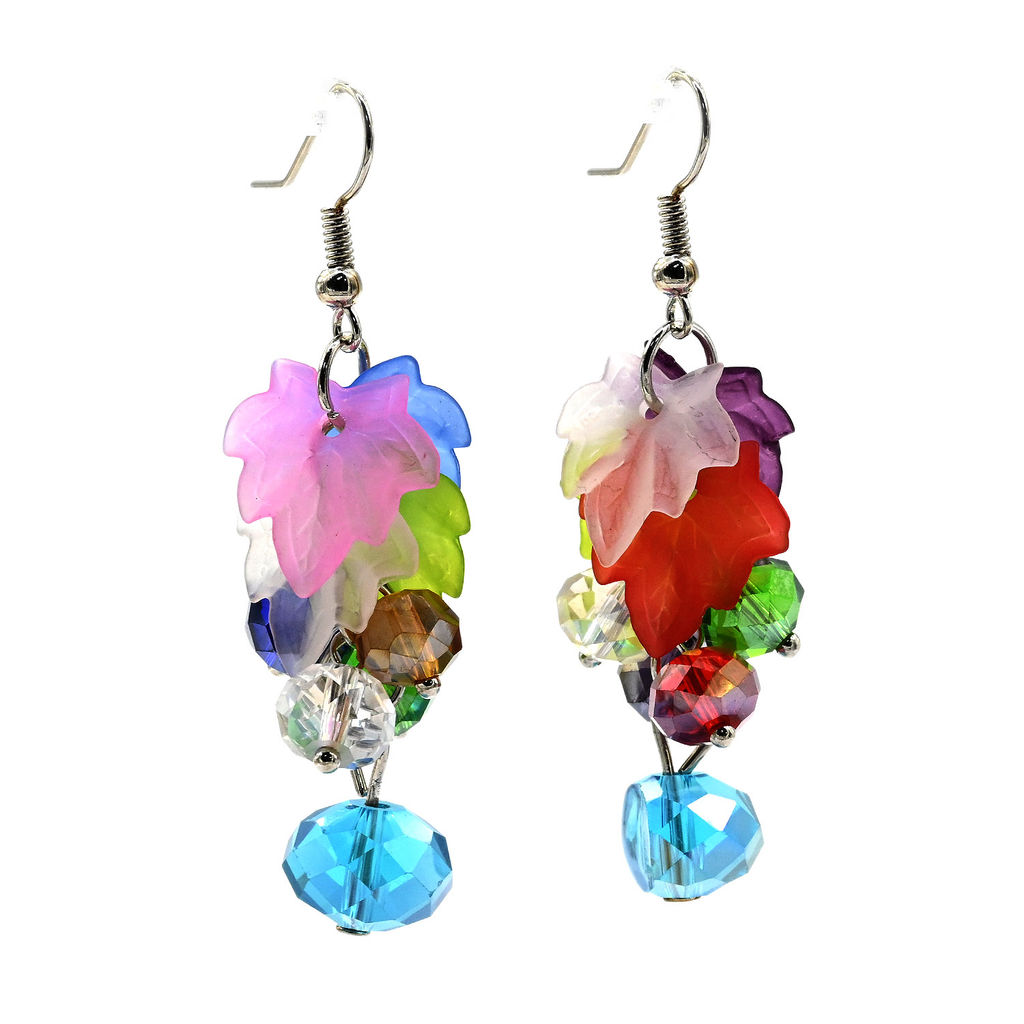 Серьги с цирконом Гроздья цв.ассорти, 9,7г