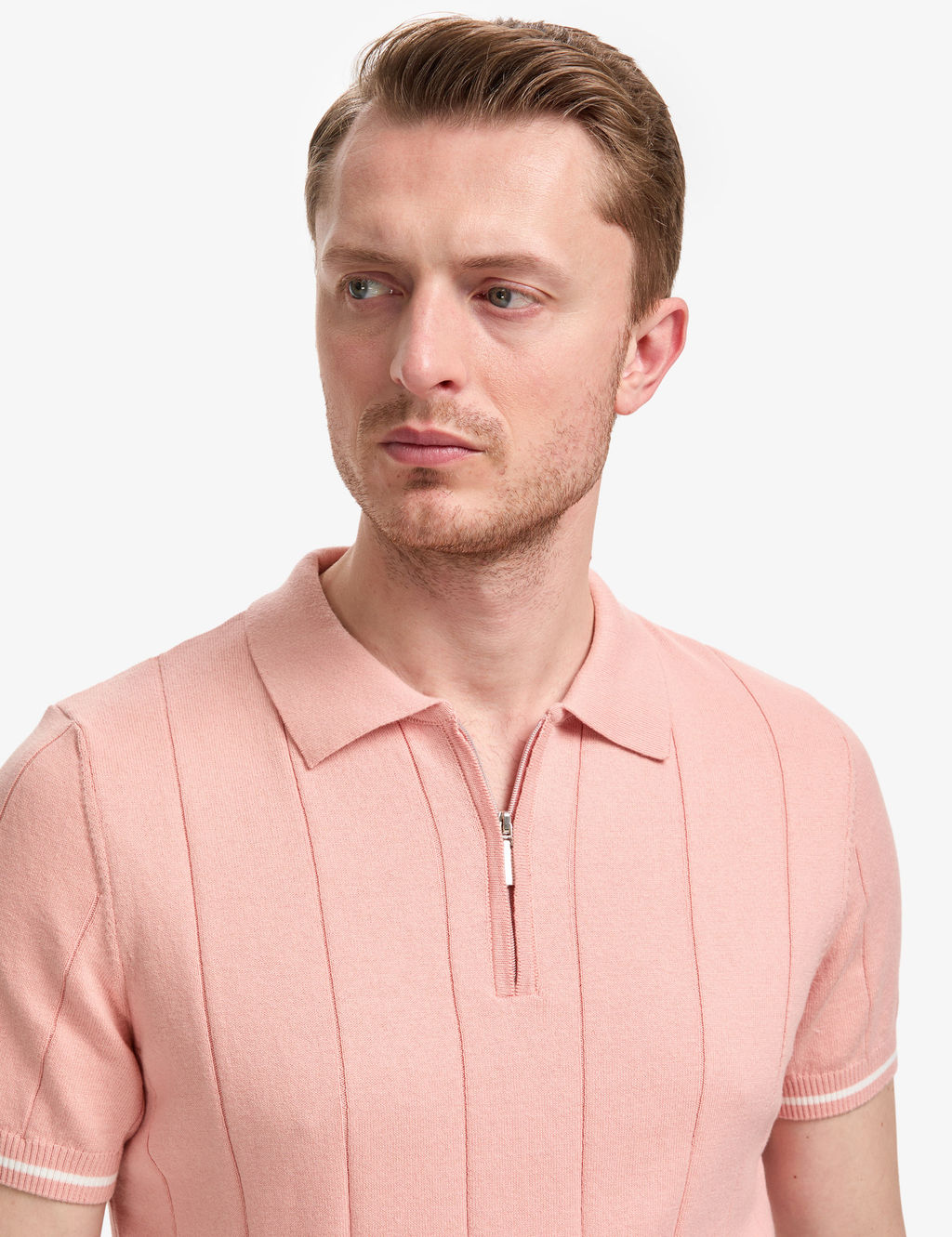 Somon Slim Fit %100 Pamuk Fermuarl_ Polo Yaka Triko Ti__rt
