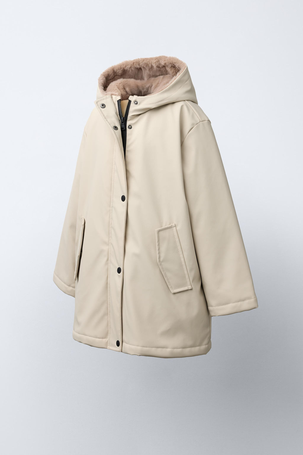 WATER-REPELLENT RUBBERISED FAUX FUR JACKET - Zara фото 2