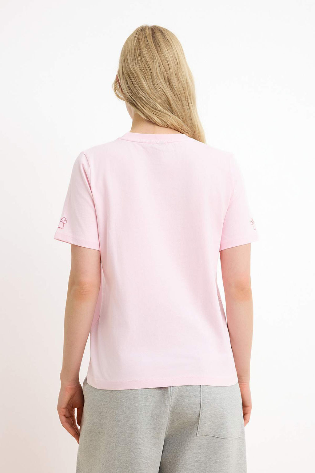Ac?k Pembe Nak?sl? / Islemeli Regular/Normal Kal?p Tok %100 Pamuk Orme T-Shirt TWOSS26TS00144 - Trendyolmilla фото 4