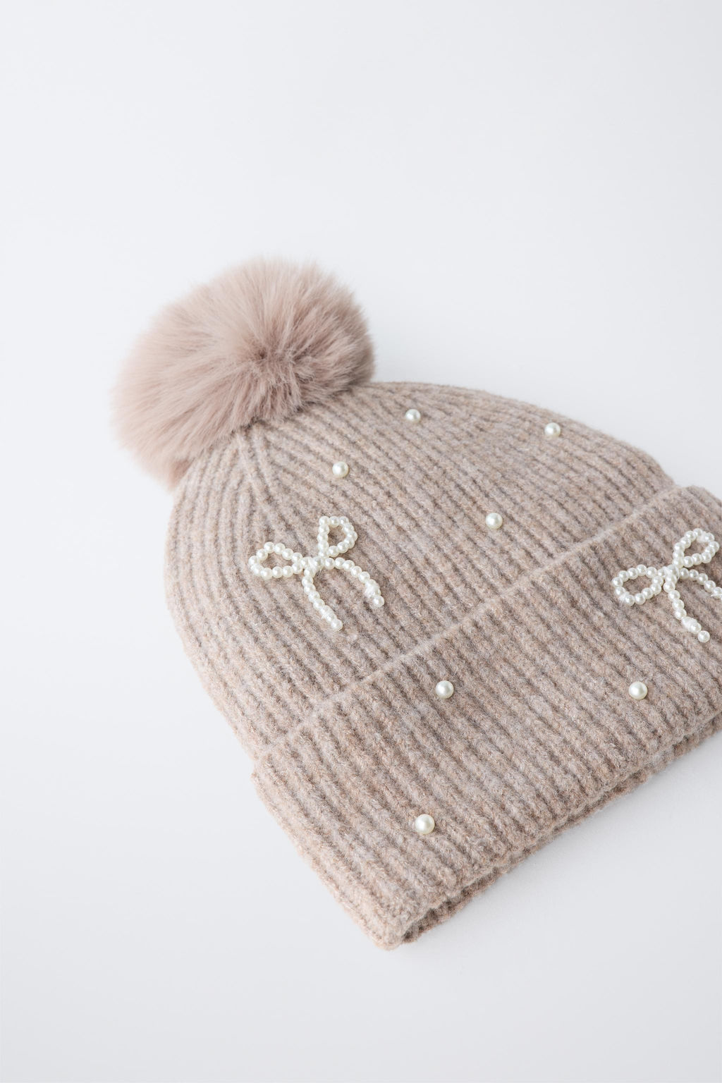 KNIT BEANIE WITH SHIMMER POMPOM AND WOOL - Zara фото 3