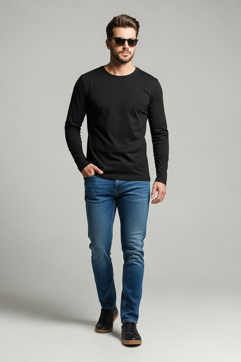 TRENDYOL MAN Siyah Basic Regular/Normal Kesim Bisiklet Yaka Uzun Kollu %100 Pamuk Tok Kumas T-shirt TMNAW21TS0208 - Trendyolmilla фото 51