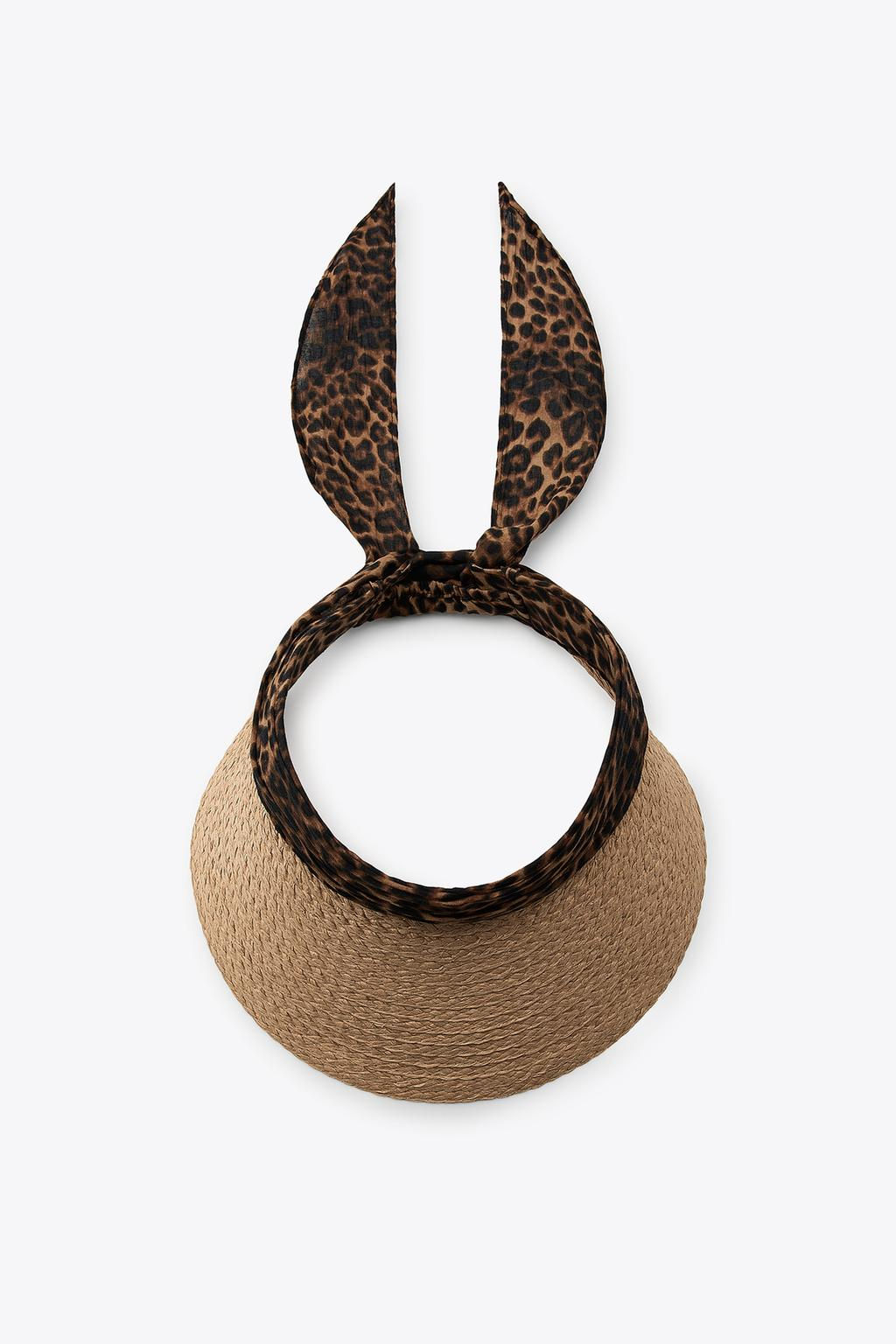 BRAIDED VISOR WITH ANIMAL PRINT SCARF - Zara фото 4