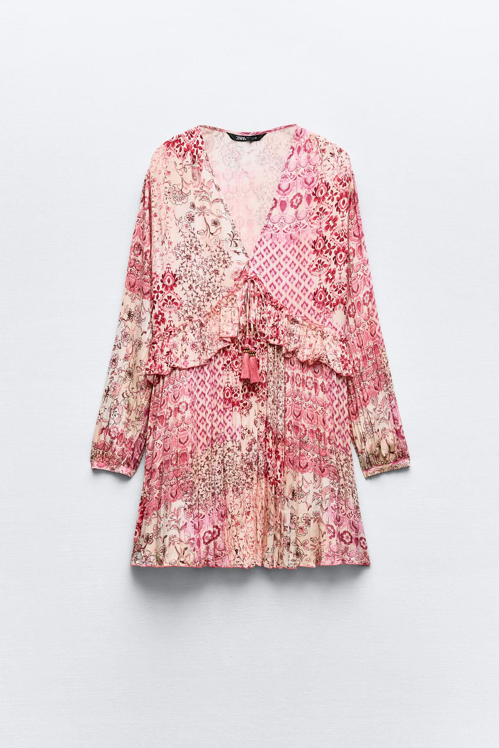 PATCHWORK PRINT MINI DRESS - Zara фото 6