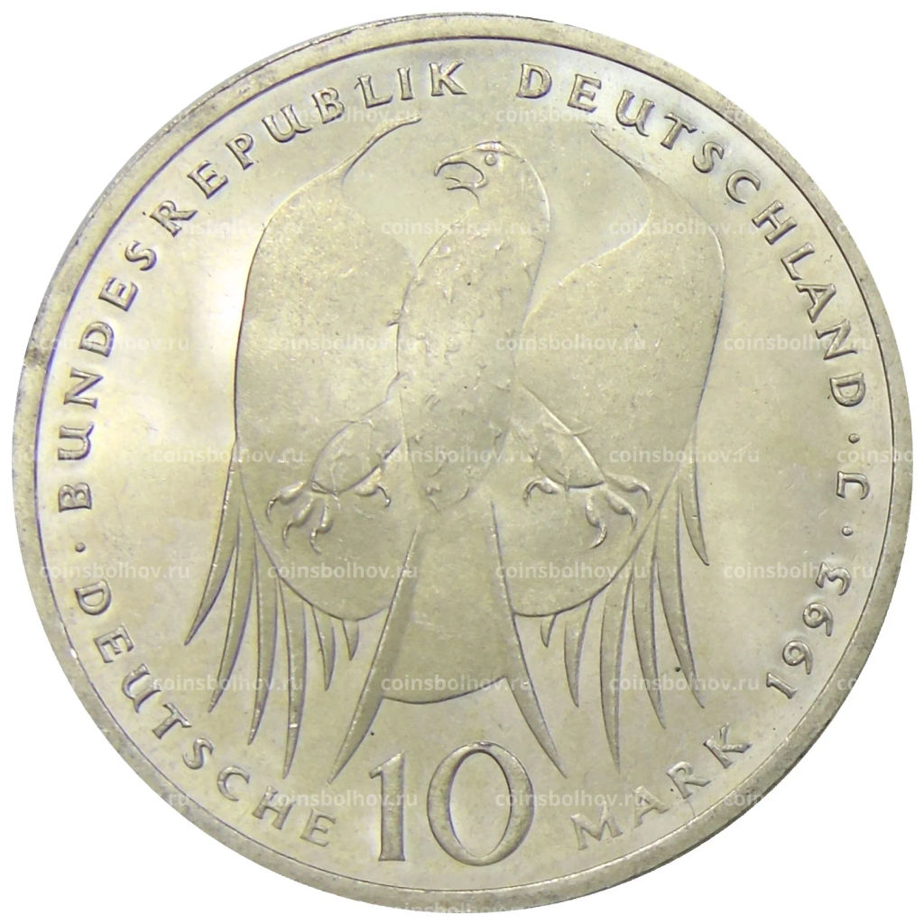 10 марок 1993 года J Германия  150 лет со дня рождения Роберта Коха