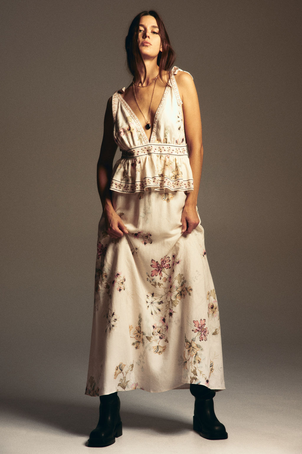 Vestido en mezcla de lino con tirantes de lazo - H&m фото 5