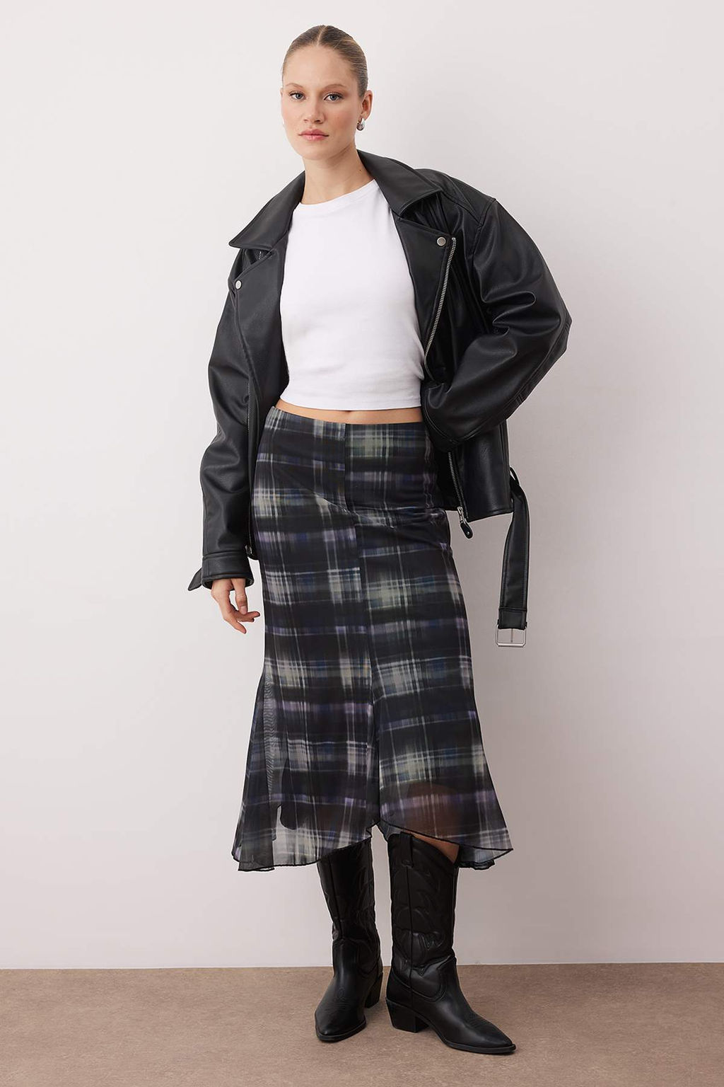 Cok Renkli Bask?l? Bodycon Tul Esnek Orme Etek TWOAW26ET00088 - Trendyolmilla фото 5