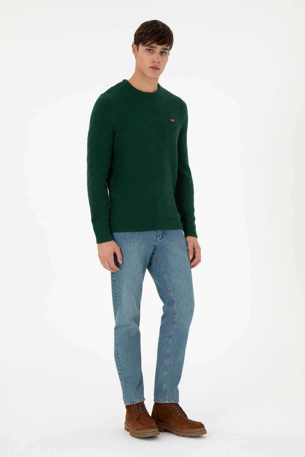 Erkek Slim Fit Bisiklet Yaka Koyu Ye_il Kazak - U.s. polo assn фото 4
