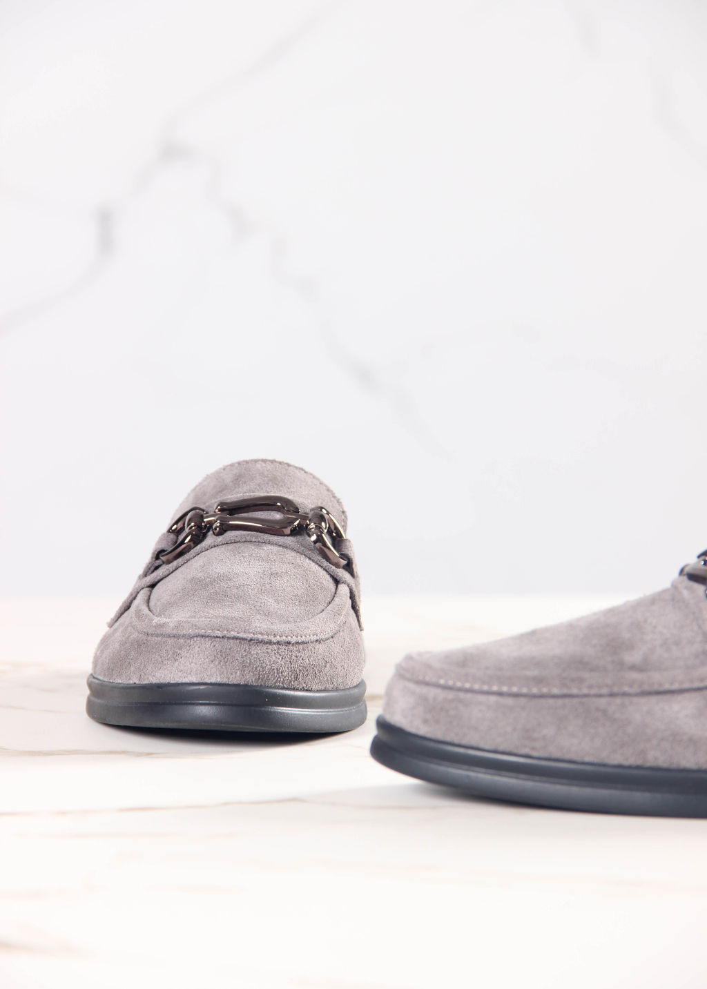 Сабо лоферы EDART 1080.2614 bl. серый замок замша  фото 9