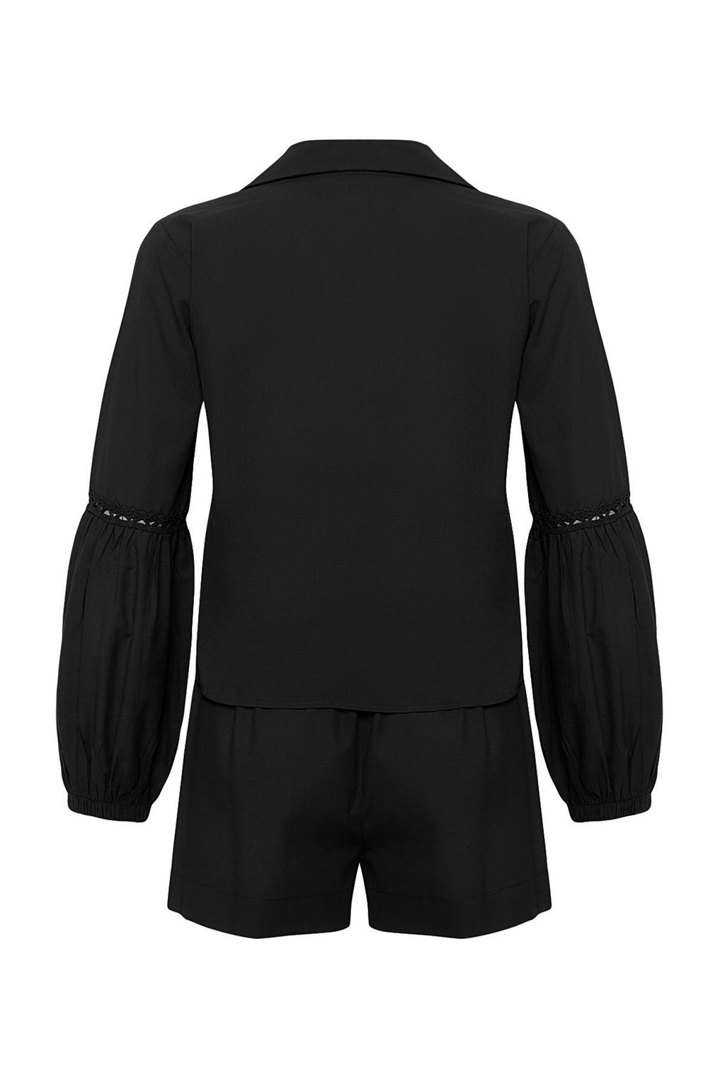 Siyah Dokuma Y?rtmacl? %100 Pamuk Plaj Gomlek-Sort Tak?m TBESS25AU00057 - Trendyolmilla фото 6