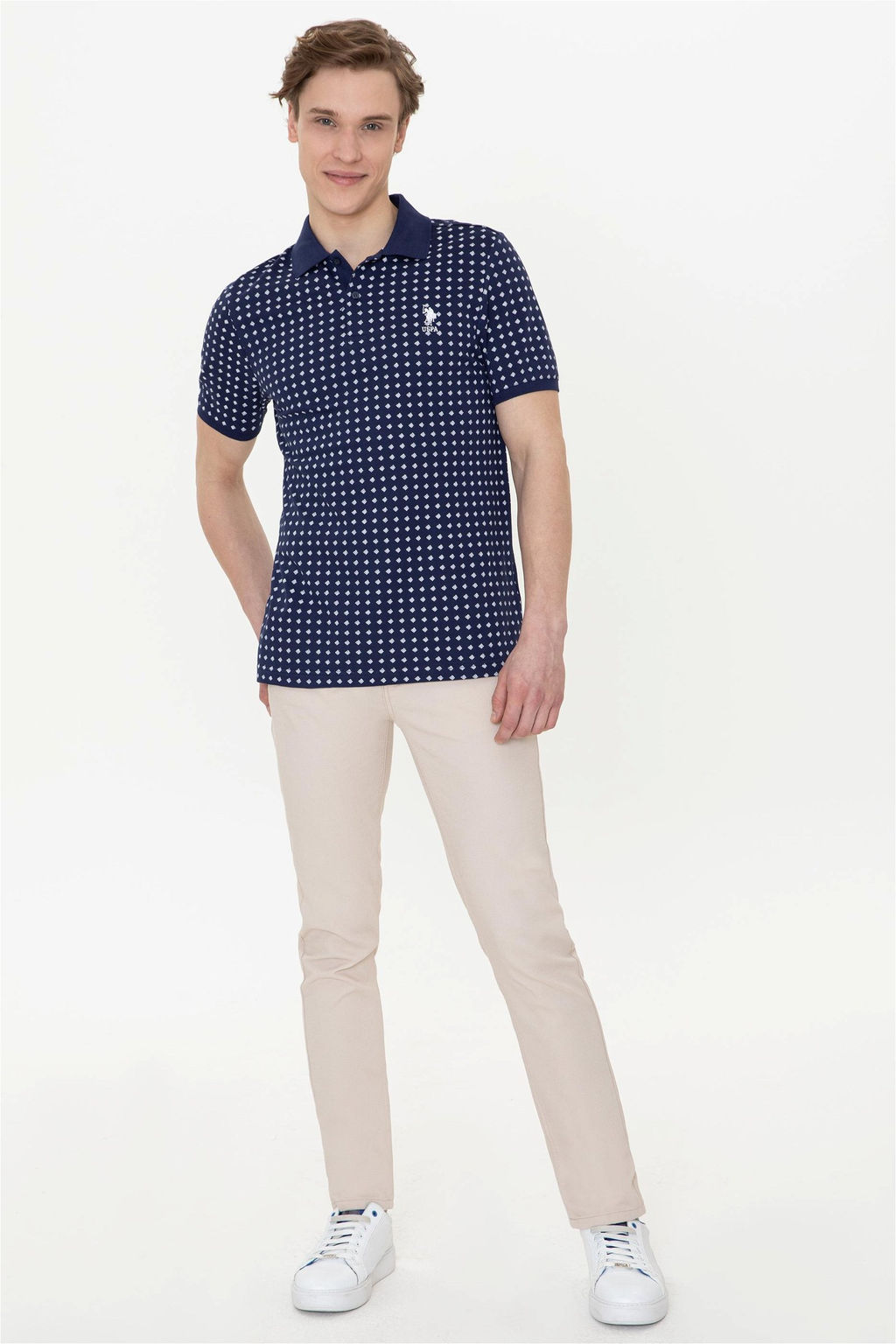 Мужская темно-синяя футболка с воротником-поло - U.s. polo assn фото 4