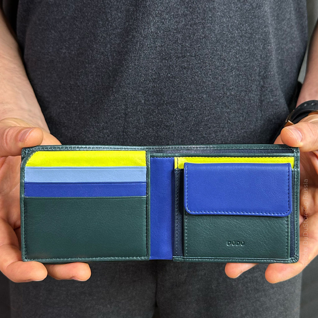 Итальянский мужской кошелек DuDu серии Tullio | зеленый - Dudubags фото 6