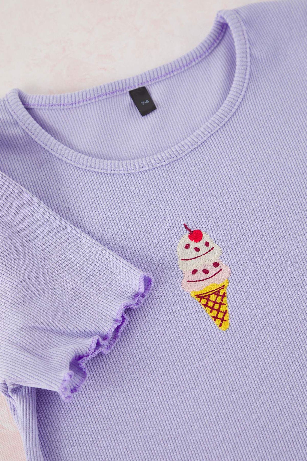 Ekru-Pembe 2li K?z Cocuk Pamuklu Crop K?sa Kol Orme T-Shirt TKDSS25TS00027 - Trendyolmilla фото 4