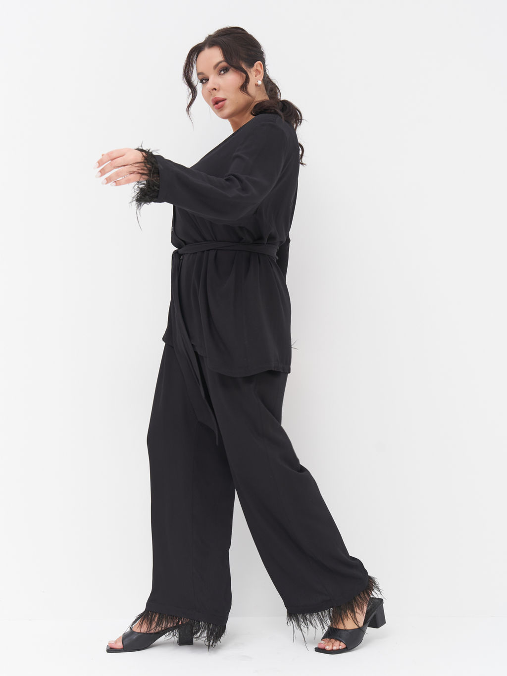 Костюм в пижамном стиле KO34705BLK01