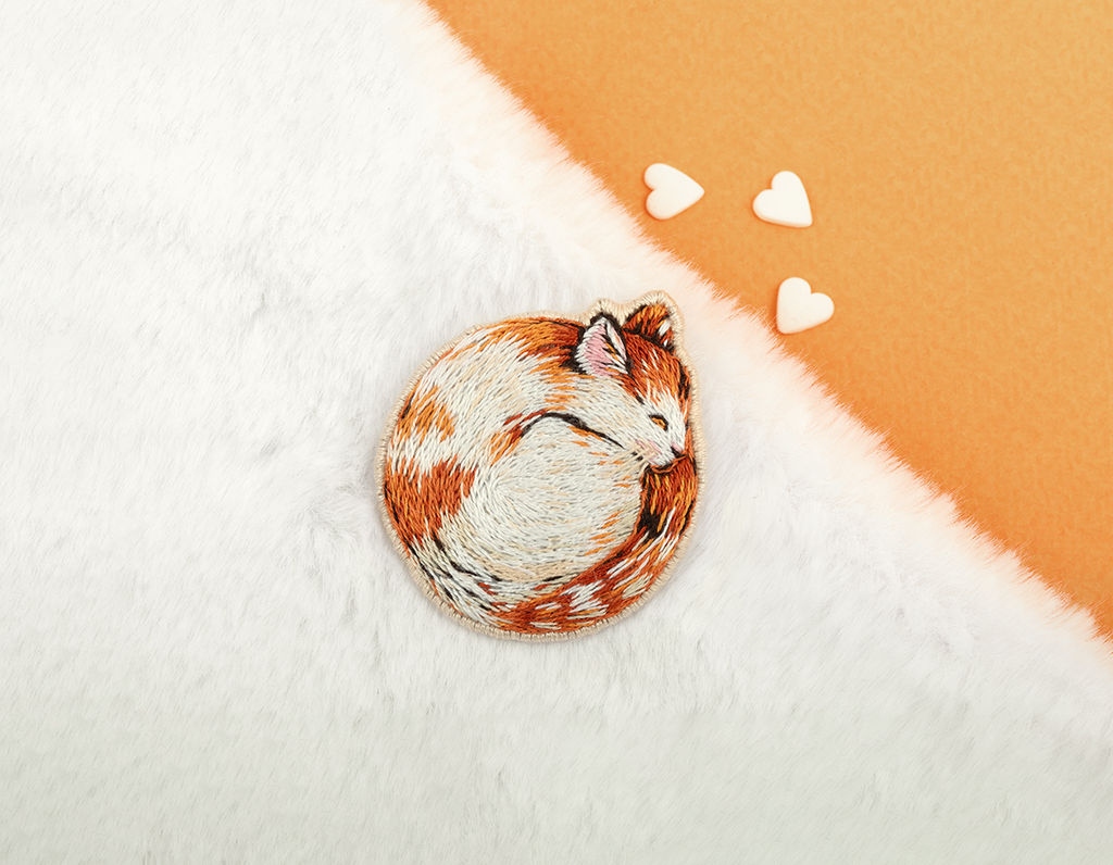 Набор для вышивания PANNA Живая картина JK-2322 Брошь. Спящий котик 4.5 х 4.5 см