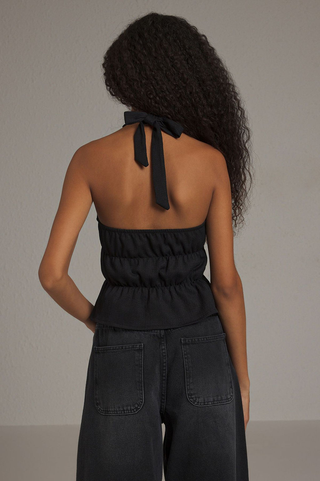 Trendyolmilla Siyah V Yaka Baglama Detayl? Orme Bluz TWOSS25BZ00227 фото 4