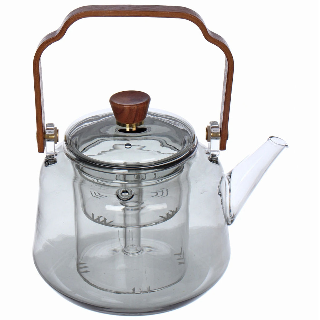 Чайник заварочный стеклянный 1000мл "Хай-Тек" с двойным ситом