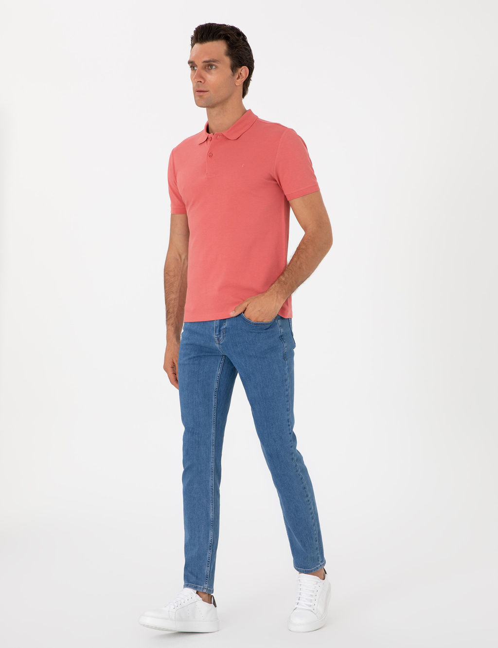 Mercan Slim Fit %100 Pamuk Polo Yaka Basic T-shirt - Cacharel фото 4