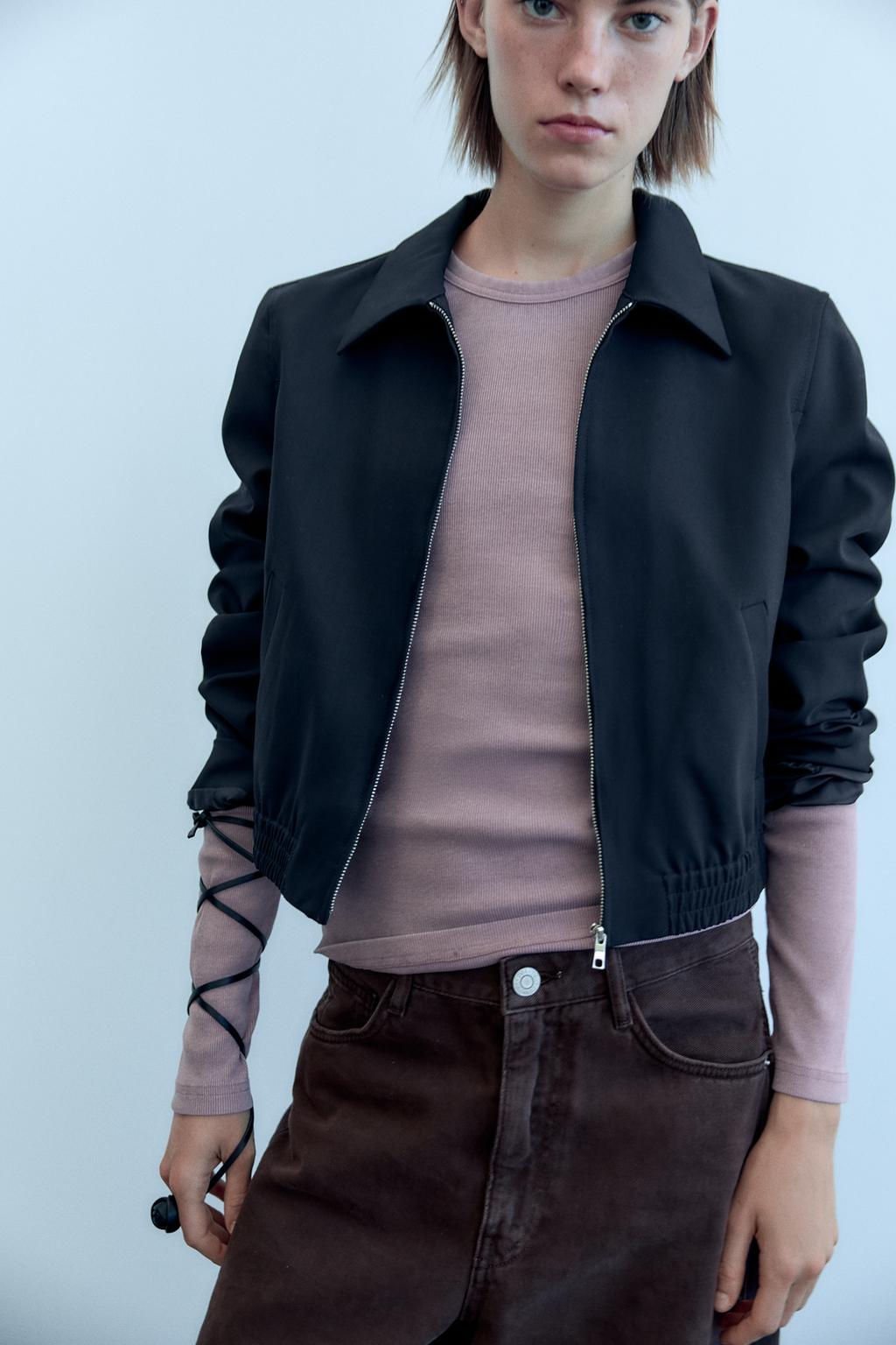 LONG SLEEVE WASHED EFFECT RIBBED T-SHIRT - Zara фото 28