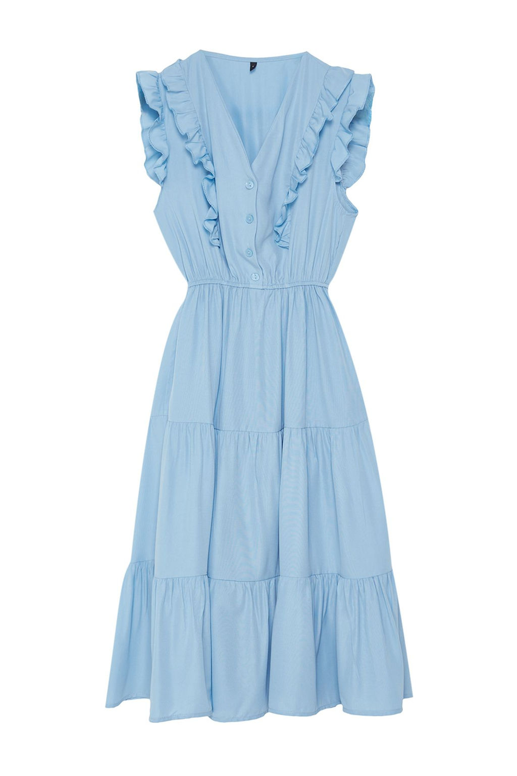 TRENDYOLMILLA Siyah Duz Midi Skater Form F?rf?r Detayl? Dokuma Elbise TWOSS24EL01073 фото 6