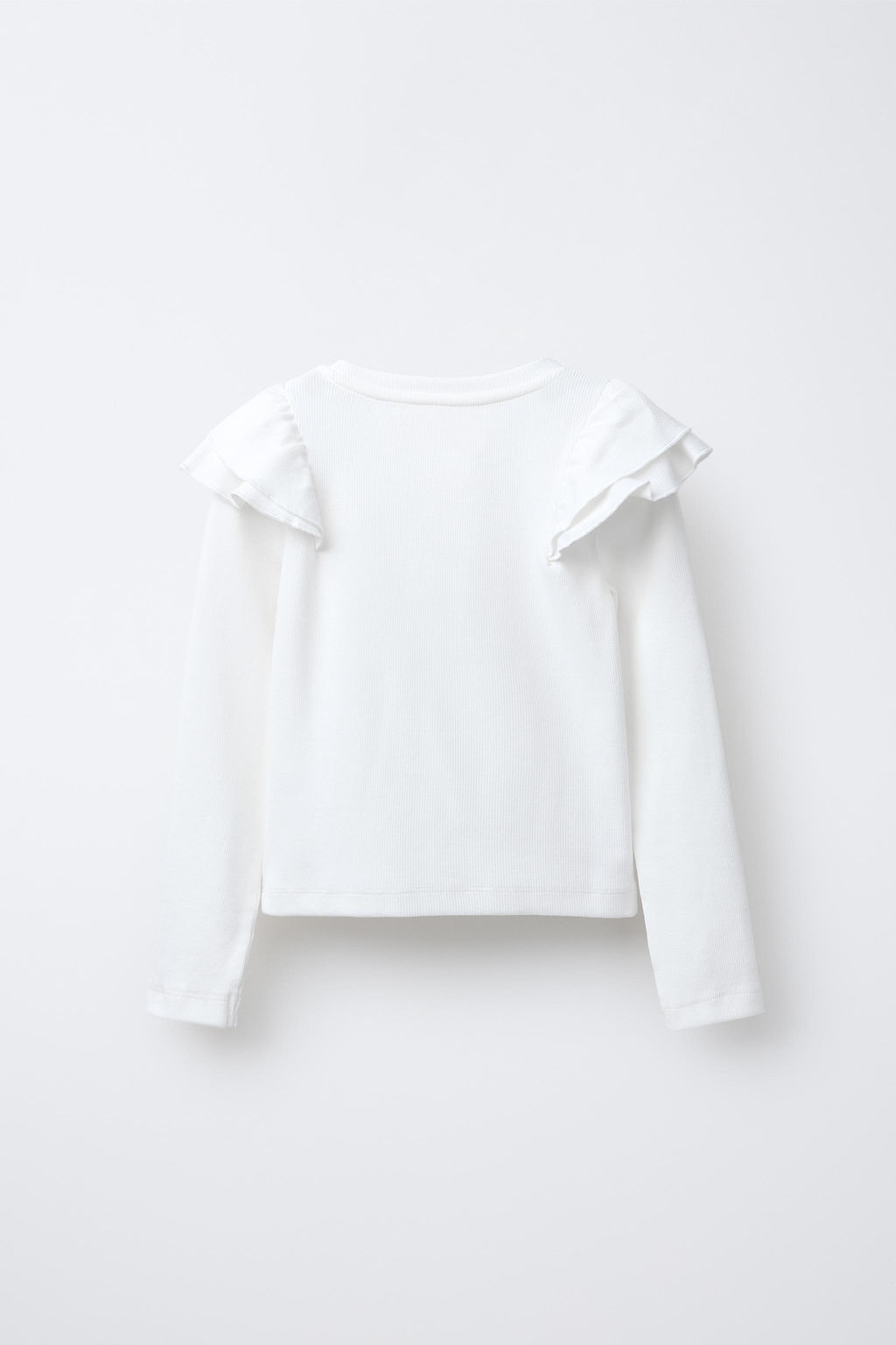 RIB T-SHIRT WITH RUFFLE TRIMS - Zara фото 2